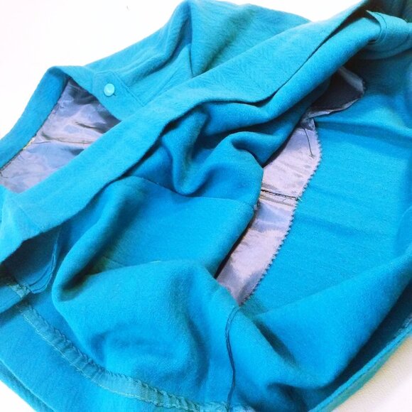 Vintage 60s Wiggle Pencil Skirt Lady-L(12) Union Wool Asymmetrical Kick Pleat - Picture 10 of 11